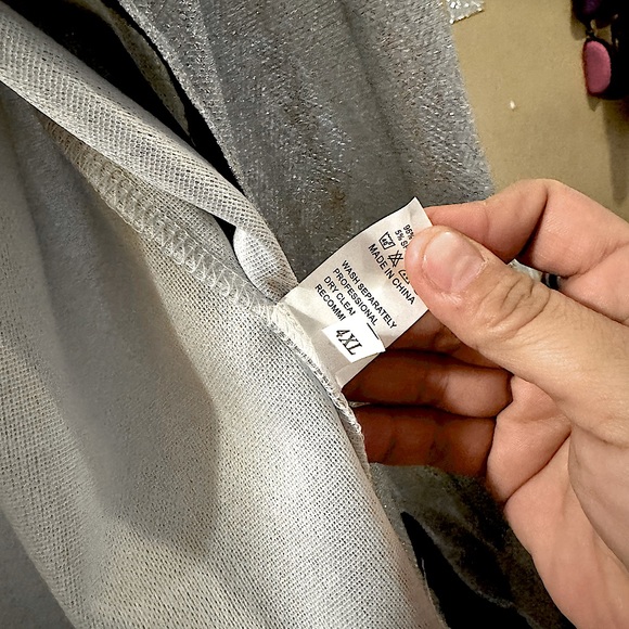 Plus size, light silver, sparkly AF, long sleeve silver button dress shirt. - Picture 4 of 5